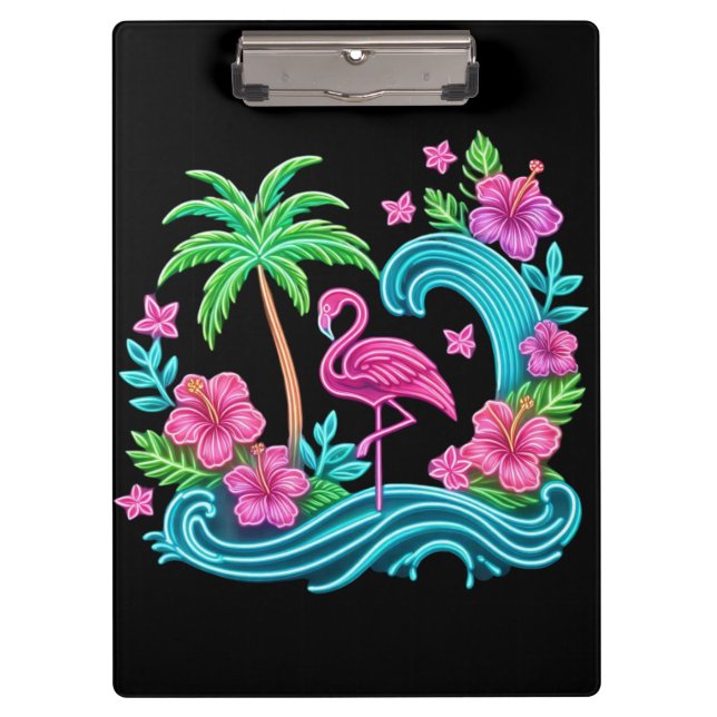 Carpeta De Pinza Neon Flamingo Tropical (Anverso)