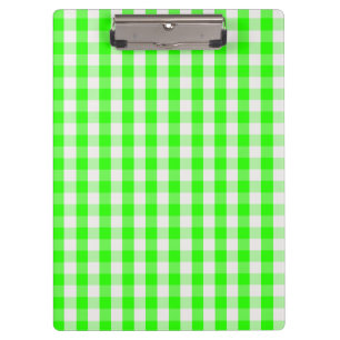 Carpeta De Pinza Neon Green Gingham Pattern by Shirley Taylor