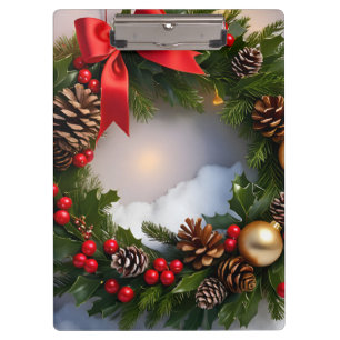 Carpeta De Pinza Nieve de cinta roja de pino rojo para los navidade