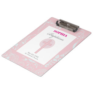 Carpeta De Pinza Niña de encaje rosa Bautizo