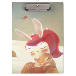 Carpeta De Pinza Niña que abraza a ciervo