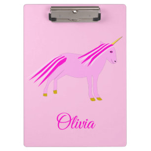 Carpeta De Pinza Niña Rosa bonito Personalizado Unicornio