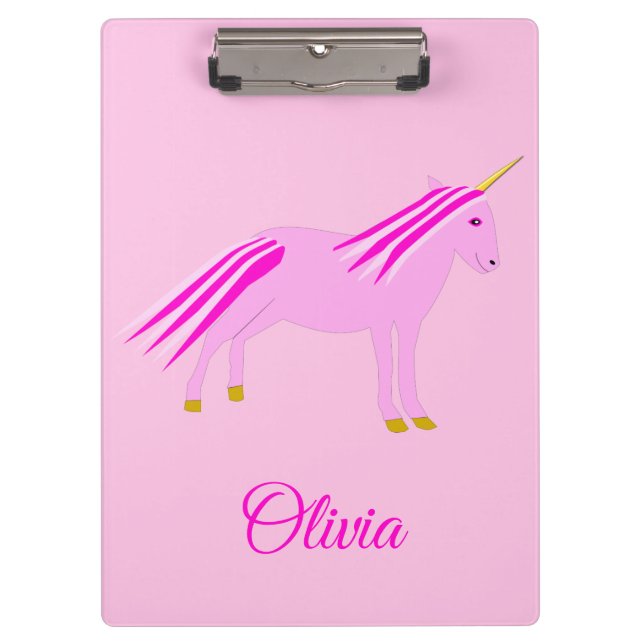 Carpeta De Pinza Niña Rosa bonito Personalizado Unicornio (Anverso)