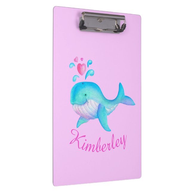 Carpeta De Pinza Niños adorables arte de ballena rosa llamado porta (Derecha)