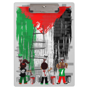 Carpeta De Pinza Niños de Gaza pintando la bandera de Palestina 
