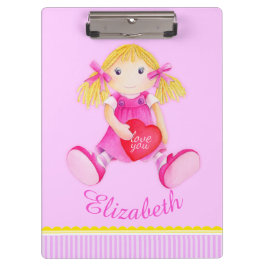 Carpeta De Pinza Niños muñecas adorables color de agua arte rosa ll