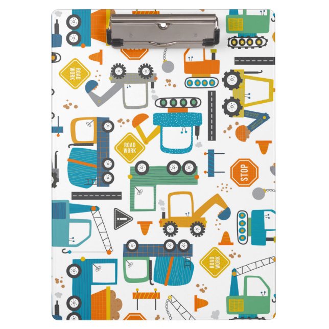 Carpeta De Pinza Niños Vehículos de Construcción Doodle (Anverso)