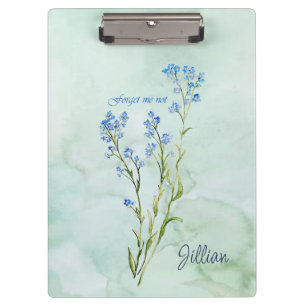 Carpeta De Pinza No me olvides Flor de jardín acuarela personalizad