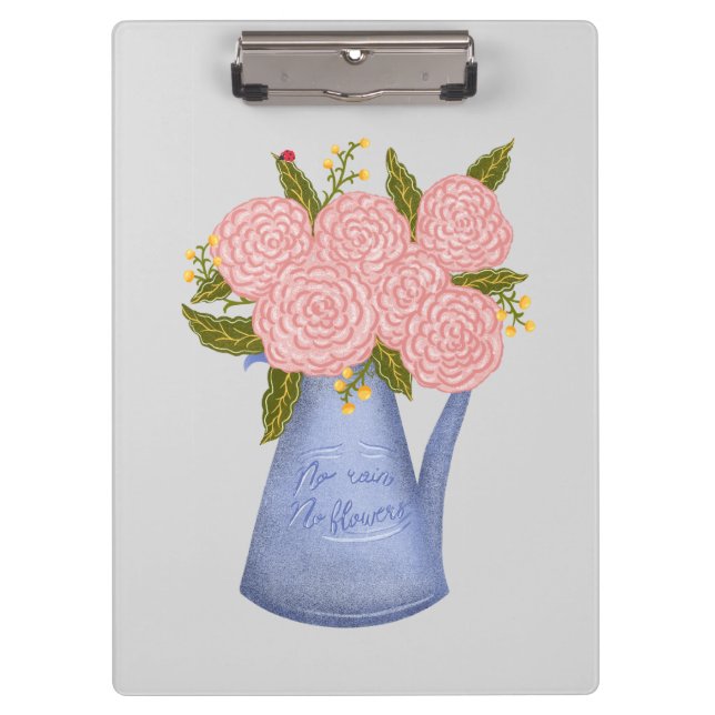 Carpeta De Pinza No rain no flowers watering can with flowers (Anverso)