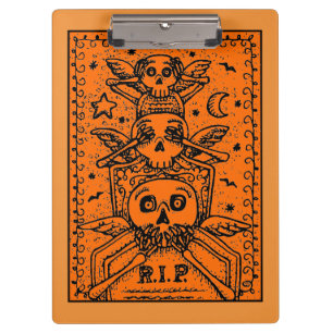 CARPETA DE PINZA NO VER NINGÚN CEMENTERIO MALO SKELETON TOMBSTONE,