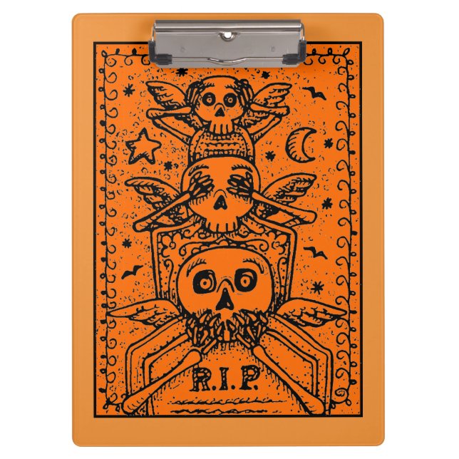 CARPETA DE PINZA NO VER NINGÚN CEMENTERIO MALO SKELETON TOMBSTONE,  (Anverso)