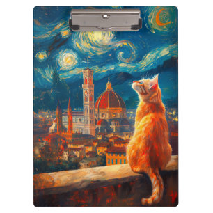 Carpeta De Pinza Noche estrellada sobre Florencia Arte de gato je