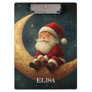 Carpeta De Pinza Noche Mágica con Luna Creciente y Santa Claus