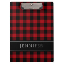 Nombre Cheques Rojo y Negro Plaid Gingham Pattern