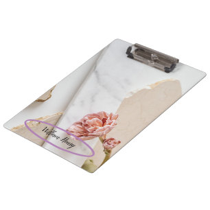 Carpeta De Pinza Nombre de aspecto fresco Personalizar mármol blanc