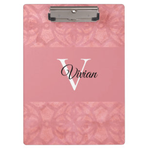 Carpeta De Pinza Nombre de Batik Rosado Ruddy Monogramado