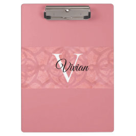 Carpeta De Pinza Nombre de Batik Rosado Ruddy Monogramado