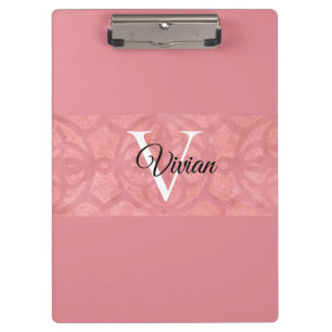 Carpeta De Pinza Nombre de Batik Rosado Ruddy Monogramado