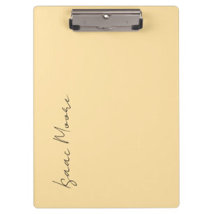 Carpeta De Pinza Nombre de caligrafía elegante simple crema beige
