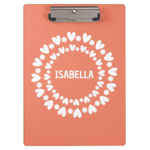 Carpeta De Pinza Nombre De Flores Y Corazones