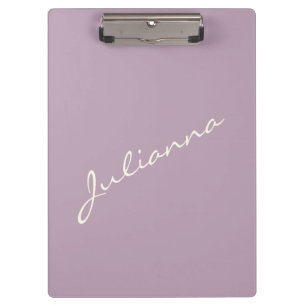 Carpeta De Pinza Nombre de guión minimalista personalizado Lavanda
