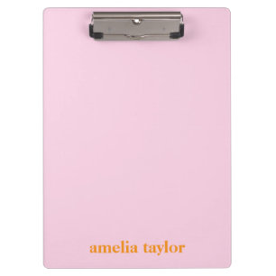 Carpeta De Pinza Nombre de maestro personalizado rosa y naranja