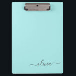 Carpeta De Pinza Nombre de Monograma del Guión Azul Verde azulado M<br><div class="desc">Portapapeles de planeamiento de nombres Verde azulados Aqua Blue Monogram. Esto hace que el dulce perfecto cumpleaños 16,  boda,  ducha de novia,  aniversario,  ducha de bebé o fiesta de soltera sea regalo para alguien que ama el lujo glam y los estilos de moda.</div>