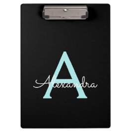 Carpeta De Pinza Nombre de monograma femenino con escritura en azul