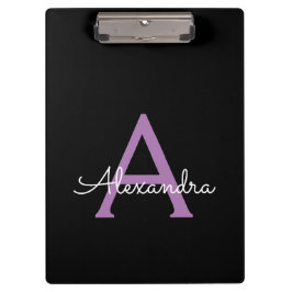 Carpeta De Pinza Nombre de monograma femenino de escritura morada n