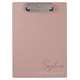 Carpeta De Pinza Nombre de monograma moderno Rosa de polvo personal