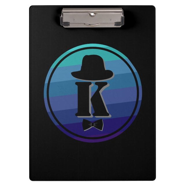 Carpeta De Pinza Nombre De Ombre Azul Monograma Inicial Para Hombre (Anverso)