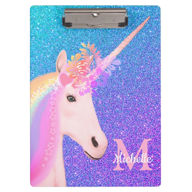 Carpeta De Pinza Nombre de ómbre de Purpurina púrpura de unicornio  (Anverso)