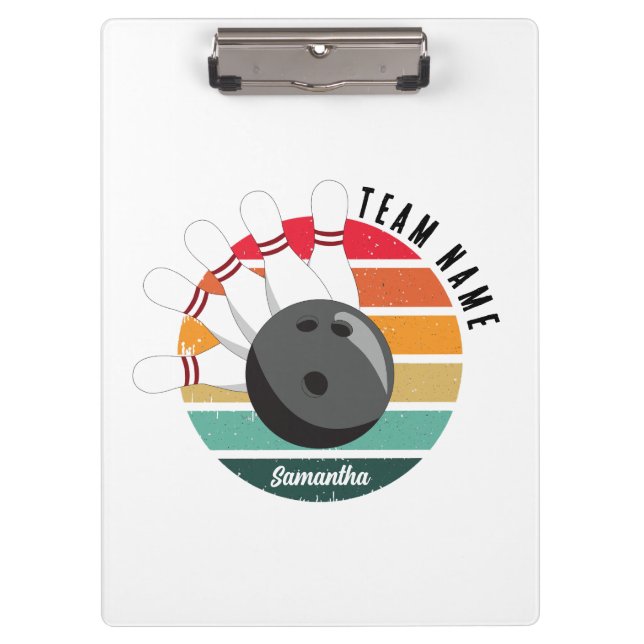 Carpeta De Pinza Nombre del equipo y jugador de los pines de bolos  (Anverso)