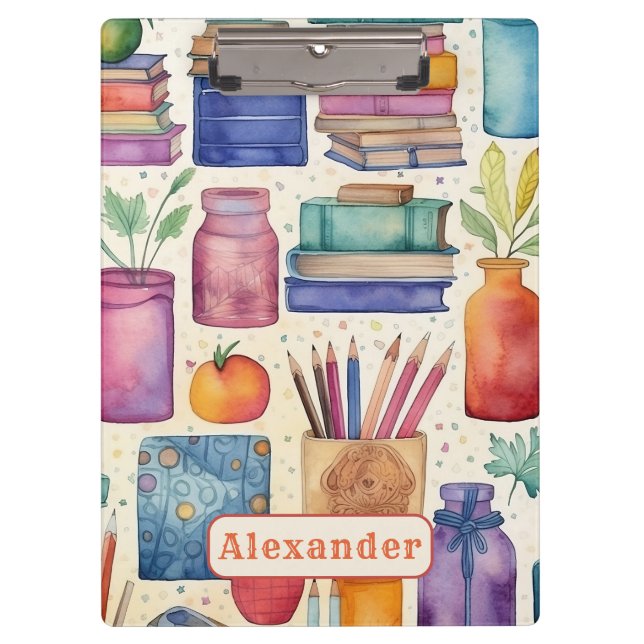 Carpeta De Pinza Nombre del patrón de regreso a la escuela (Anverso)