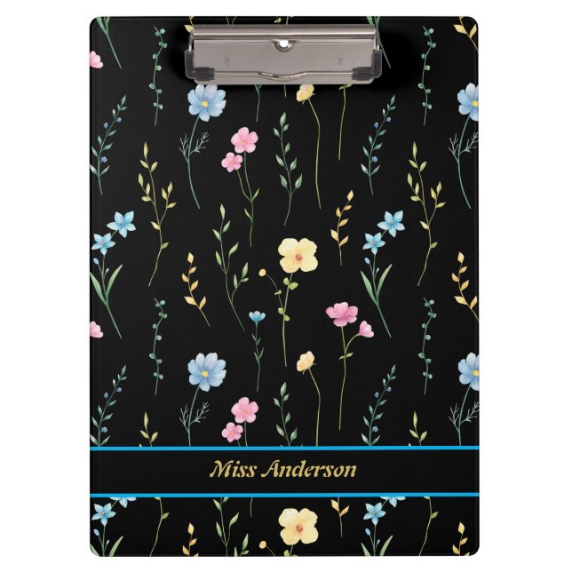 Carpeta De Pinza Nombre del Personalizable del patrón floral modern (Anverso)
