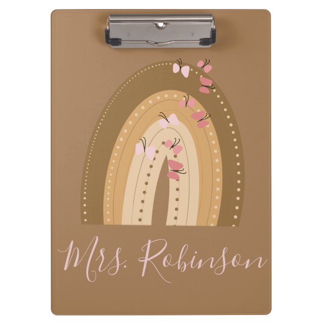 Carpeta De Pinza Nombre del profesor de guión de mariposas arcoiris (Anverso)