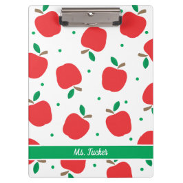 Carpeta De Pinza Nombre del profesor del patrón de Apple rojo verde