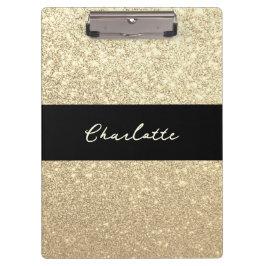 Carpeta De Pinza Nombre del Purpurina de Luxury Sparkle Gold