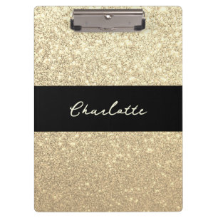 Carpeta De Pinza Nombre del Purpurina de Luxury Sparkle Gold