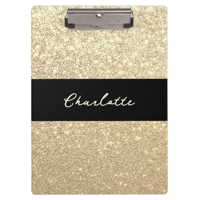 Carpeta De Pinza Nombre del Purpurina de Luxury Sparkle Gold (Anverso)