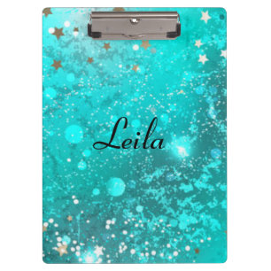 Carpeta De Pinza Nombre del Purpurina verde azulado Blue Sparkly Aq
