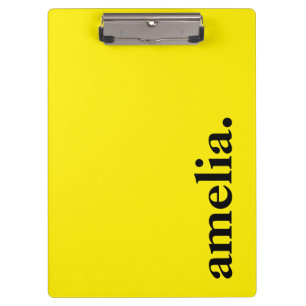Carpeta De Pinza Nombre elegante de color sólido amarillo canario