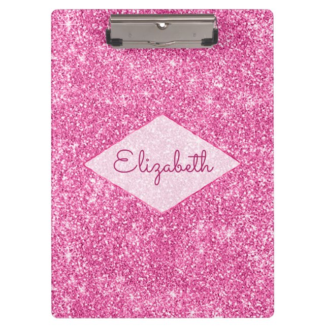 Carpeta De Pinza Nombre femenino de moda del diamante del purpurina (Anverso)