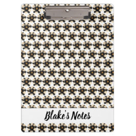 Carpeta De Pinza Nombre floral de marfil negro de lujo