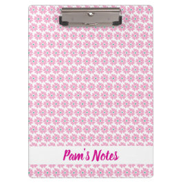Carpeta De Pinza Nombre floral rosado moderno