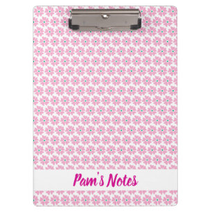Carpeta De Pinza Nombre floral rosado moderno