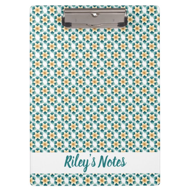 Carpeta De Pinza Nombre floral Verde azulado suave (Anverso)