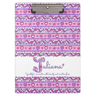 Carpeta De Pinza Nombre Juliana significa letra de corazón J porta
