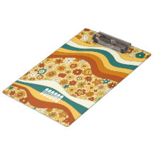Nombre Monograma Niño Flor con Raya Retro Groovy