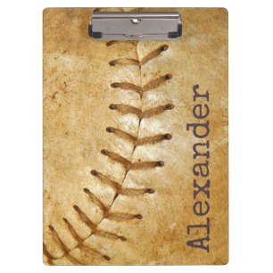 Carpeta De Pinza Nombre Monogramado Béisbol Deportivo Vintage